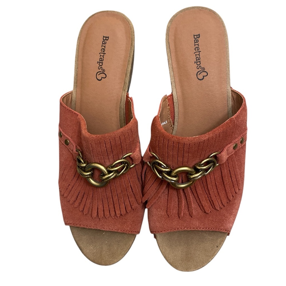Baretraps Sparrow Rust Boho Festival Suede Fringe Chunky Platform sandals - Picture 2 of 5